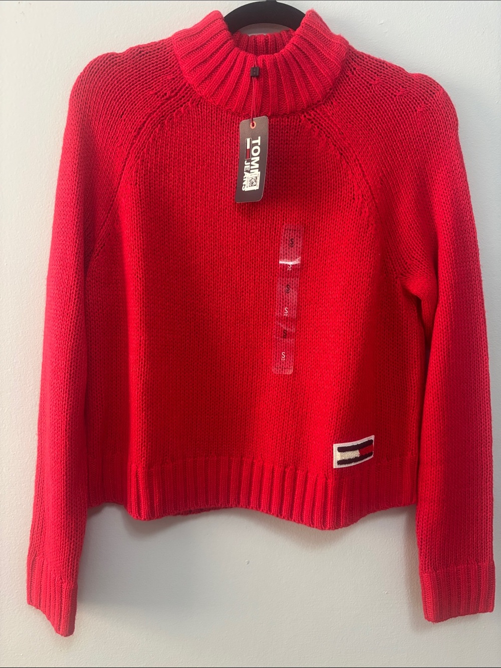 Tommy Hilfiger Bright Red Ribbed Turtleneck Sweater